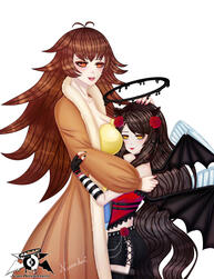 Quatchi and Nemu Hug